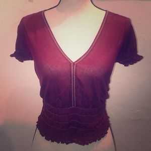 Adorable burgundy vintage crop top